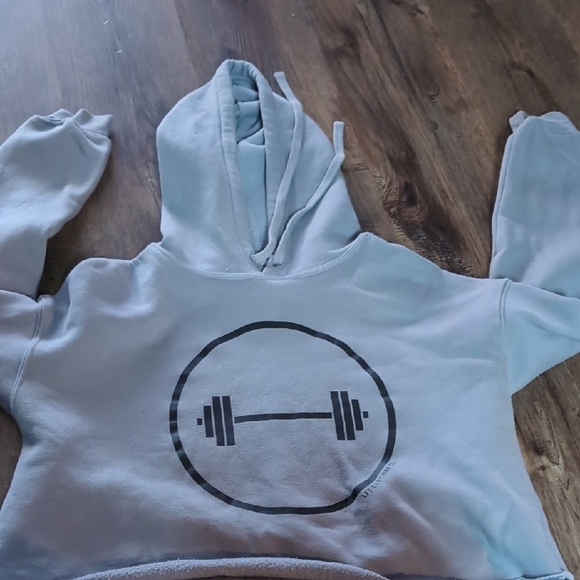 Gray Hoodie with Barbell Graphic - Picture 1 of 1
